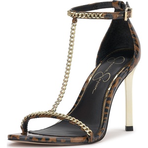 Jessica Simpson Women’s Qiven T-Strap High Heel Sandal with Chain Detail(Natural)