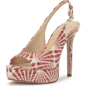 Jessica Simpson Women’s Sibilla Slingback Platform Pump(Poppy Combo Raffia)