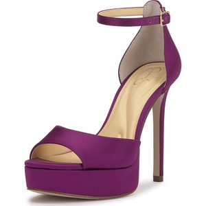 Jessica Simpson Women’s Sohilea Platform Peep Toe Pump(Bayberry Satin)