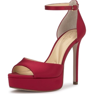 Jessica Simpson Women’s Sohilea Platform Peep Toe Pump(Chili Pepper Satin)