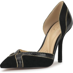 Jessica Simpson Women’s Vuley Pointed Toe D’Orsay Pump(Black/Gold Suede)